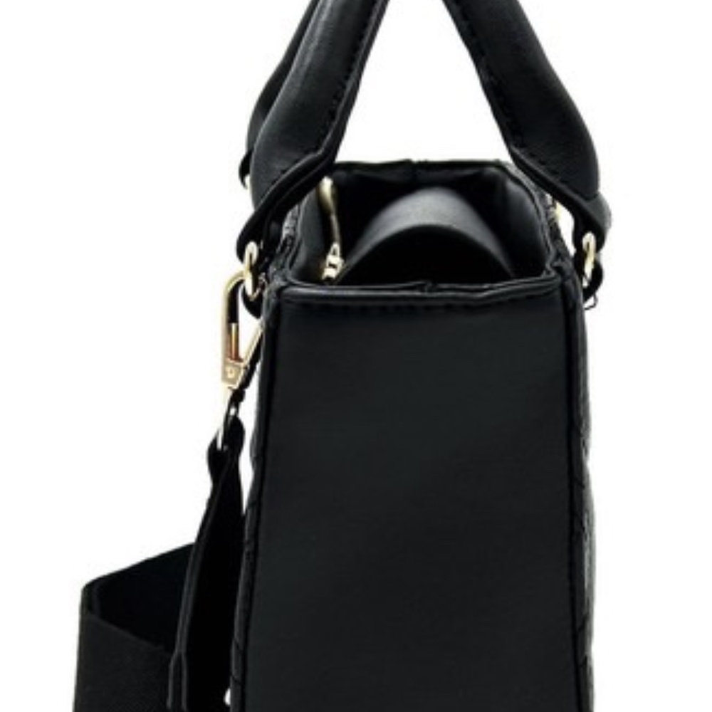 VALENTINO ORLANDI Quilted Tote Bag Purse Black Bag Crossbody Gold MRSP $259 NWT - Picture 4 of 7